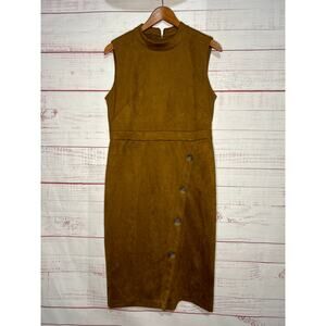 Emma & Michelle Brown Mock Neck Faux Suede Dress | Women's Size 10